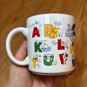 Vintage 90s Colorful Environmental ABCs sustainable tips coffee tea mug cup